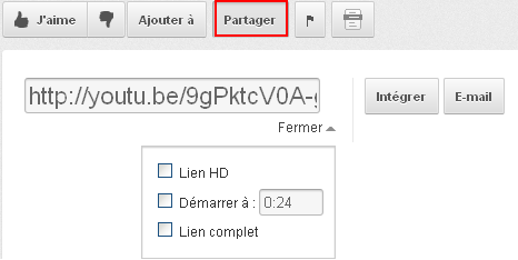 copier le lien de la vidéo YouTube