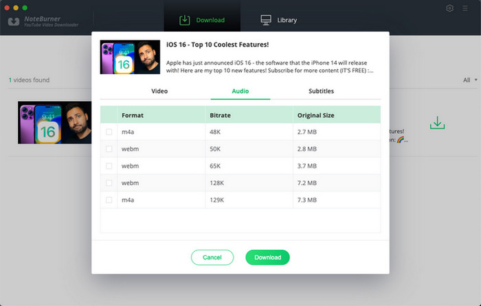 choose output format and quality