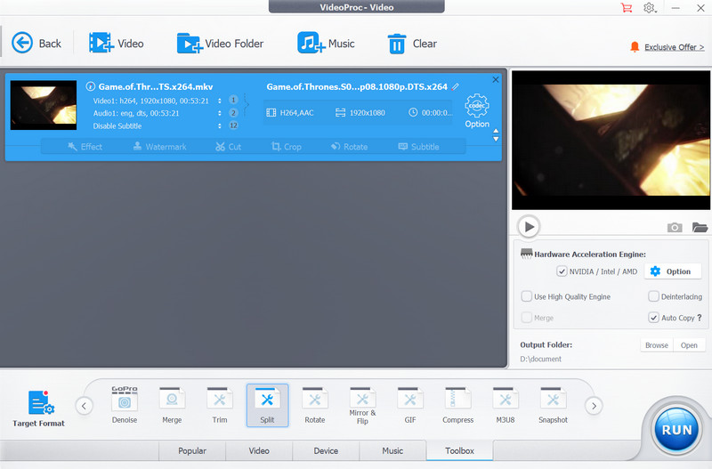 add mkv to videoproc converter