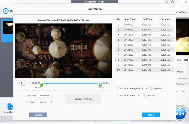 split mkv with videoproc converter