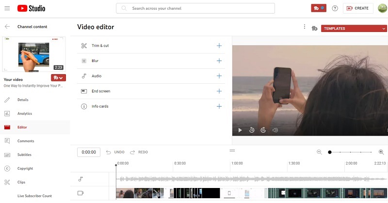 editor in youtube studio 