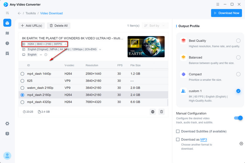 select video track