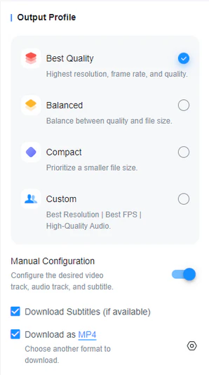 set output profile