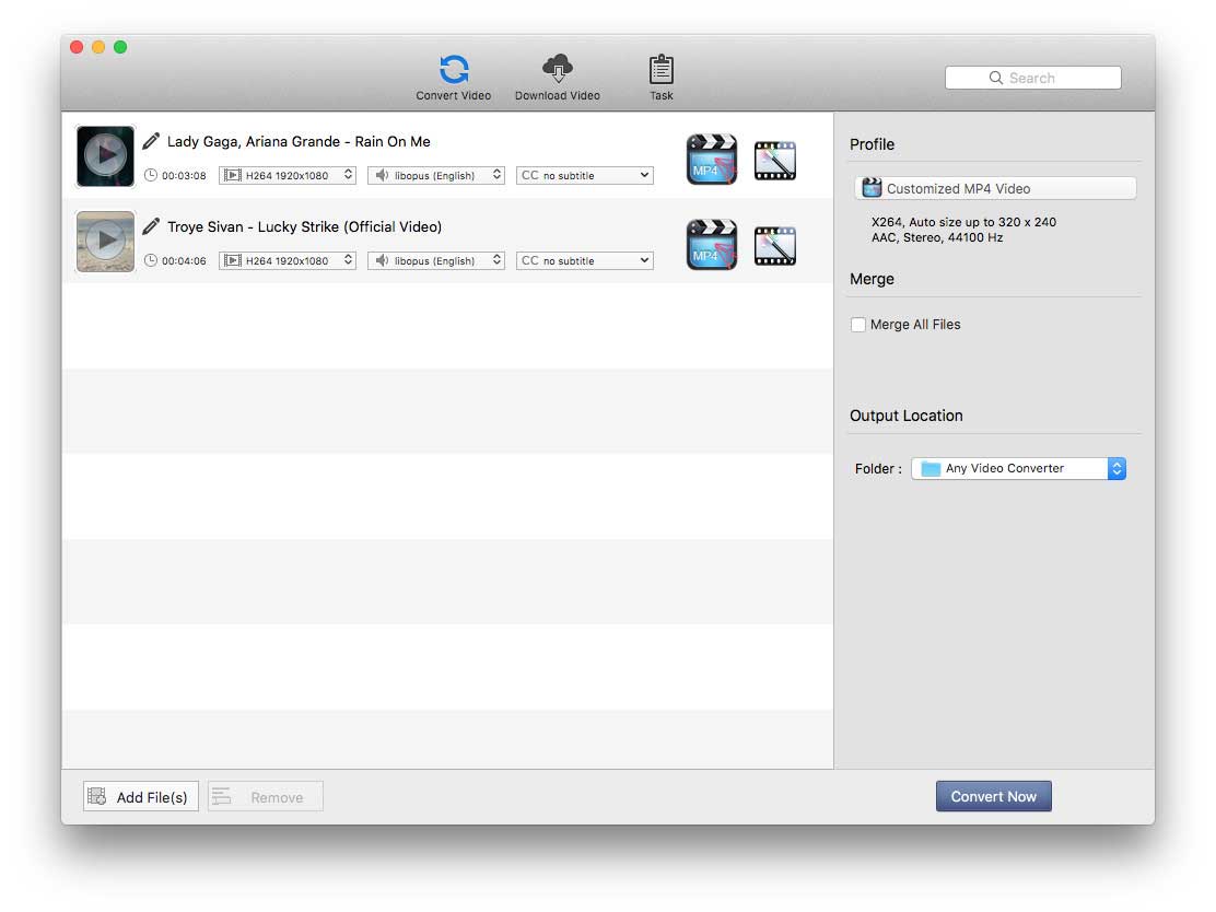 add videos to avc mac