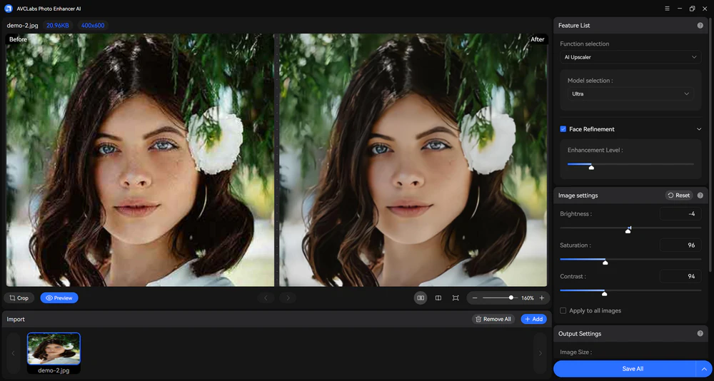 avclabs photo enhancer ai face refinement